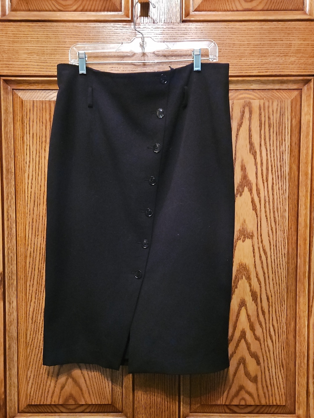 White House Black Market Black Button-Front Midi Skirt